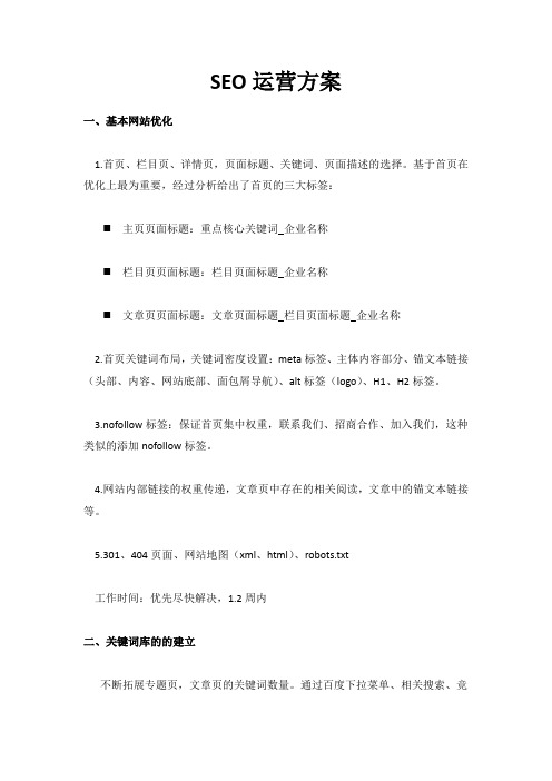 seo网站优化运营方案