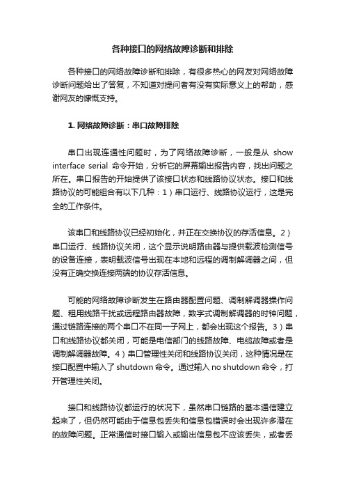 各种接口的网络故障诊断和排除