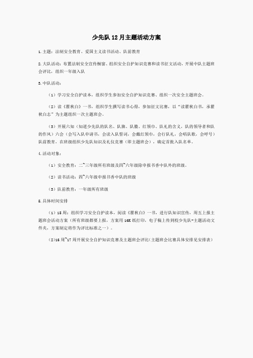 少先队12月主题活动方案