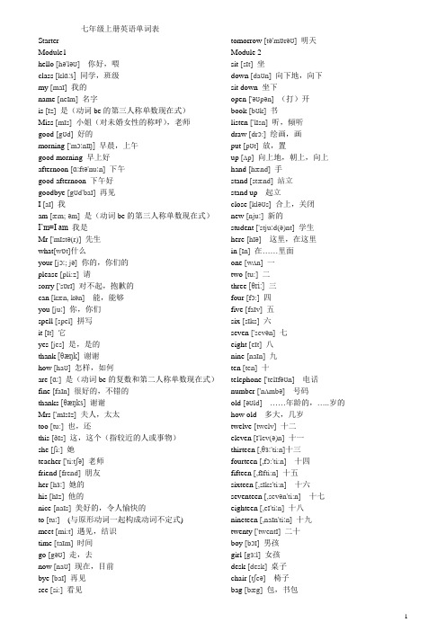 2016年中考新外研版英语7-9单词汇编(音标版)