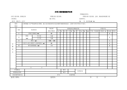 公路桥梁分项工程质量检验评定表