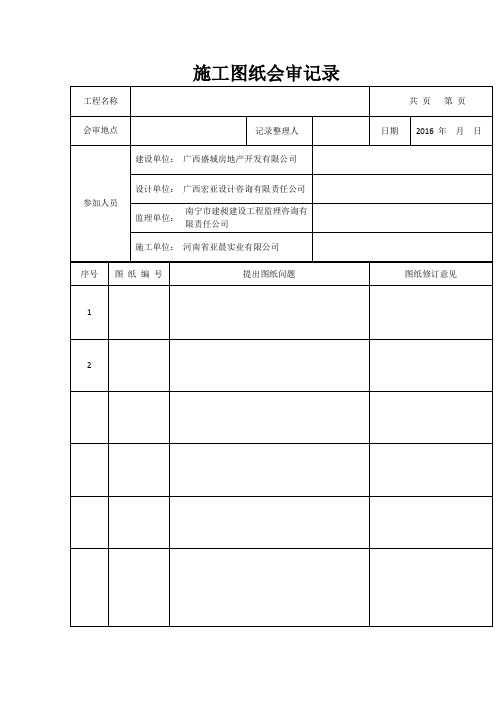 施工图纸会审记录范本