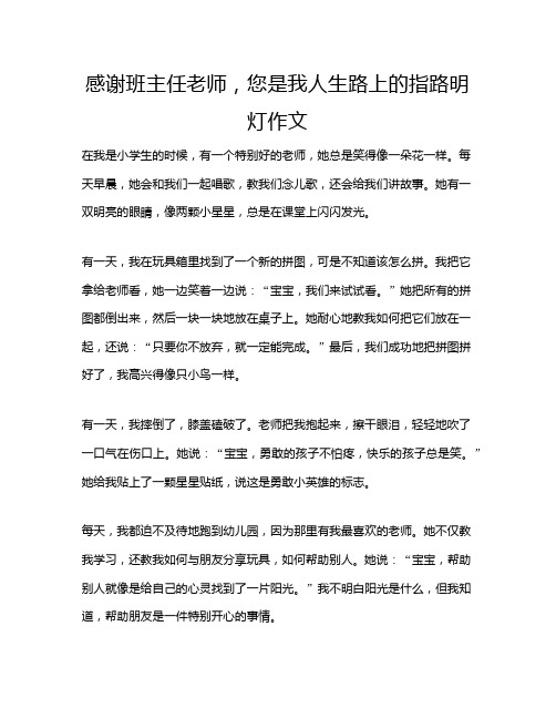 感谢班主任老师,您是我人生路上的指路明灯作文