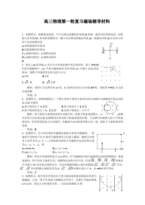 高三物理第一轮复习磁场辅导材料