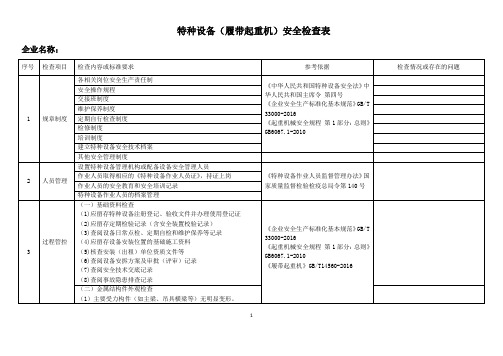 特种设备(履带起重机)安全检查表