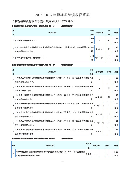 招标师继续教育答案投融资决策清单合同