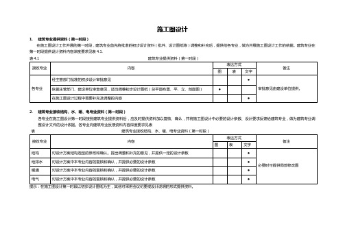 民用建筑工程施工图互提资料第1-3时段深度及表格-20130128