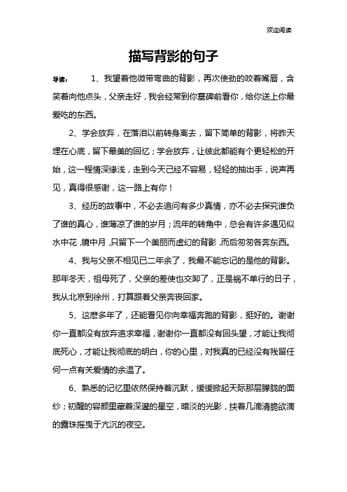 描写背影的句子