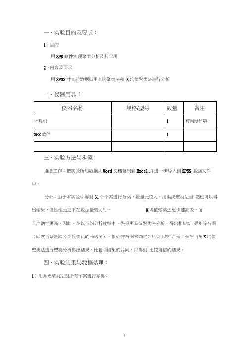 聚类分析实验报告SPSS