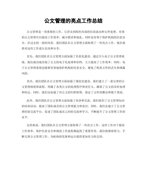 公文管理的亮点工作总结