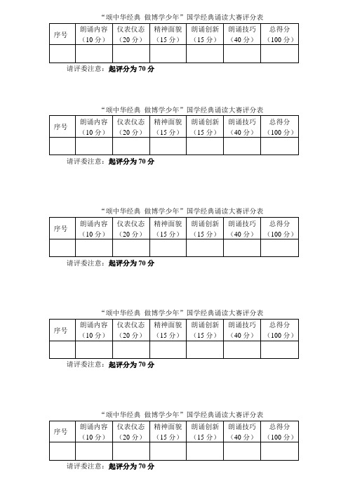 经典诵读大赛评分表