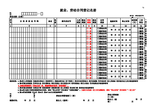 《就业、劳动合同登记名册》(津劳登字6号)