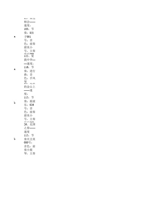 电子琴156歌音色节奏一览表