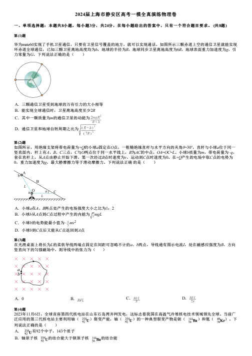 2024届上海市静安区高考一模全真演练物理卷