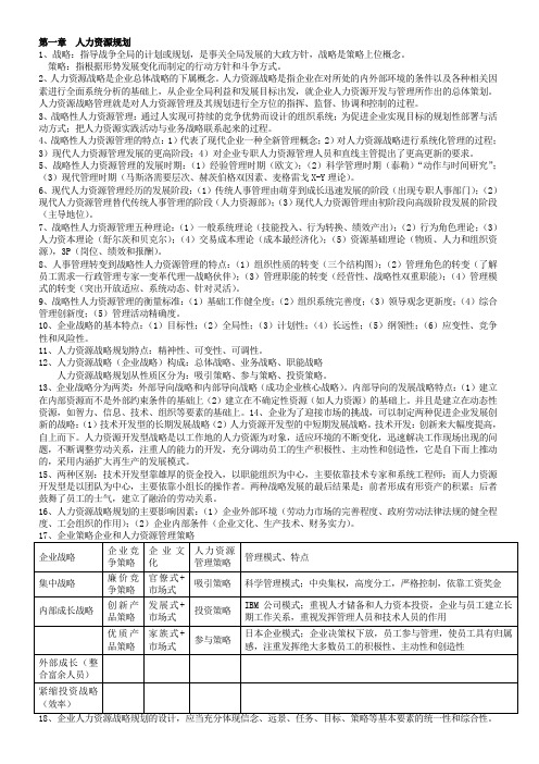 2012年企业人力资源管理师一级复习资料