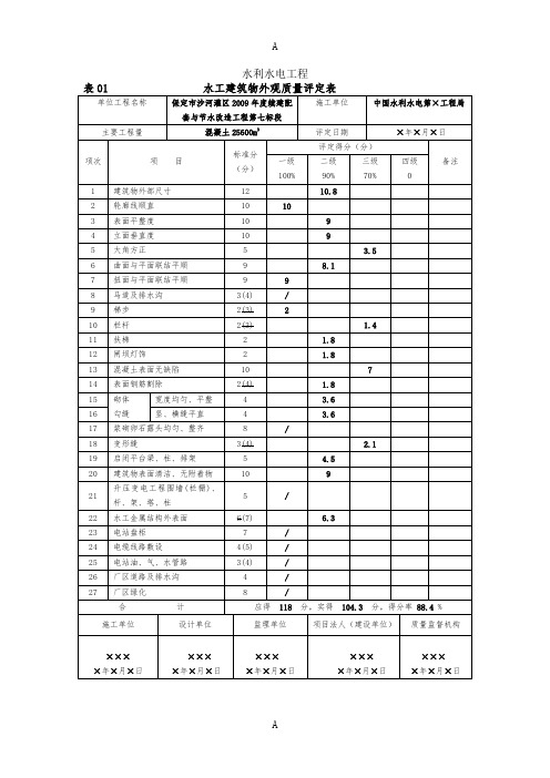 水利水电工程资料(例表)