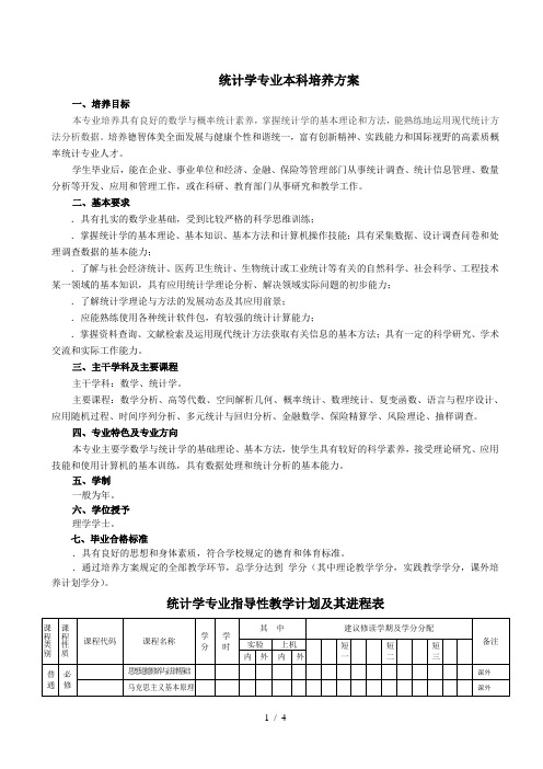 统计学专业本科培养方案