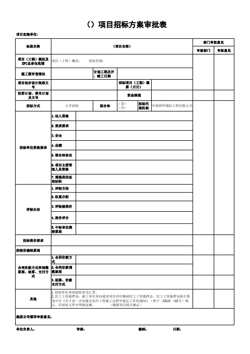 项目招标方案审批表(模板)