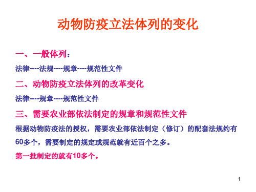 最新动物防疫法配套法规基本框架幻灯片