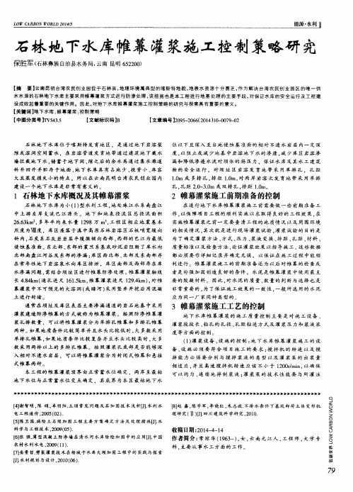 石林地下水库帷幕灌浆施工控制策略研究