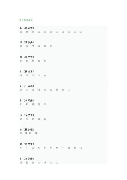 部编人教版二年级语文下册小学二年级语文27个常考偏旁、60组形近字组词