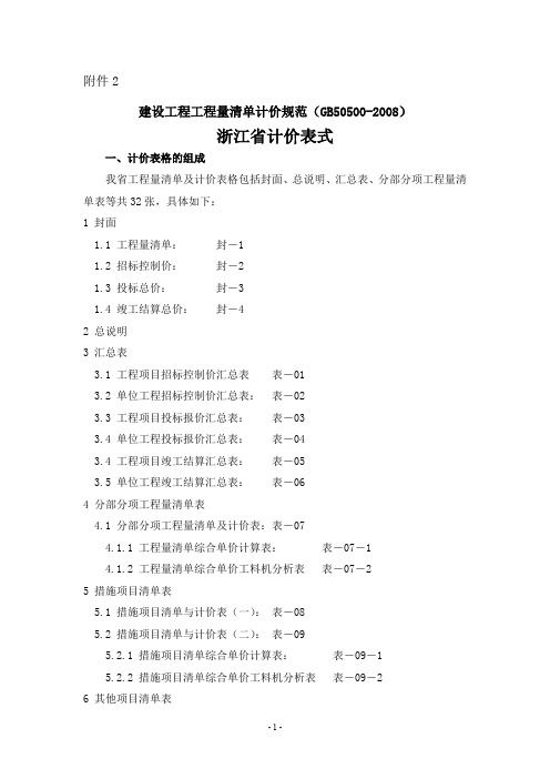 08清单浙江省计价表式.doc