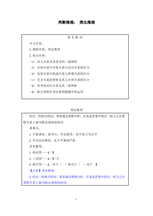 【备战公务员考试】判断推理：类比推理