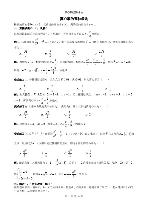 椭圆离心率求法