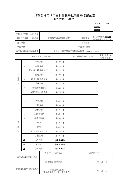 080105_风管部件与消声器制作检验批质量验收记录表