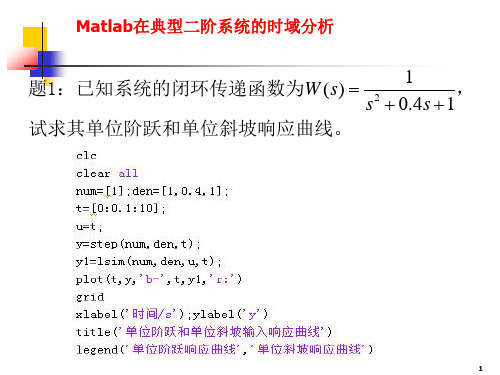 自控实验-Matlab在典型二阶系统的时域分析