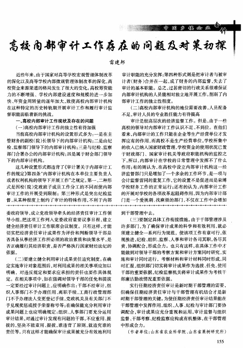 高校内部审计工作存在的问题及对策初探