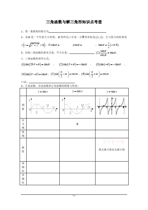 三角函数与解三角形知识点考查