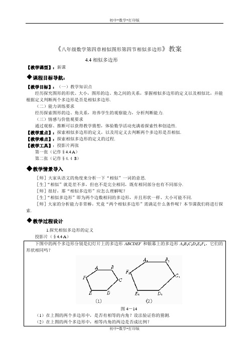 北师大版-数学-八年级下册--4.4相似多边形