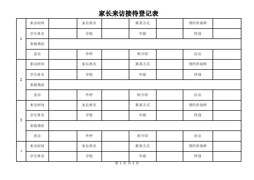 家长来访接待登记表