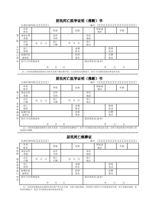 居民死亡医学证明(推断)书