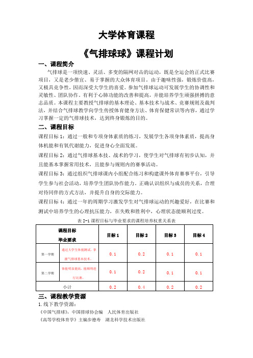 大学体育课程教学计划(气排球) (2)