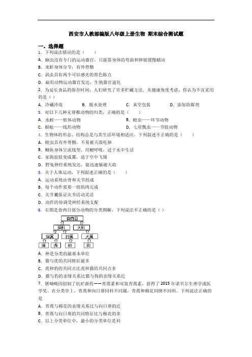 西安市人教部编版八年级上册生物 期末综合测试题