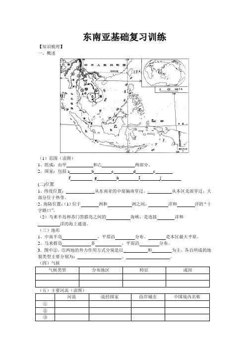 区域地理《东南亚》复习训练题