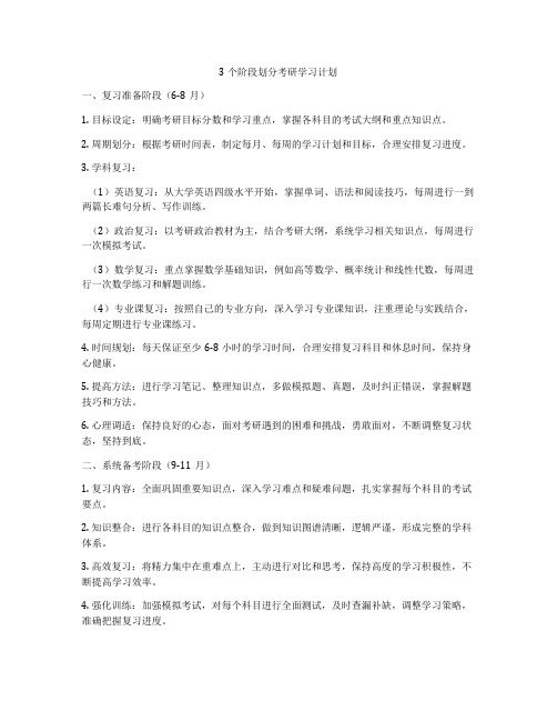 3个阶段划分考研学习计划