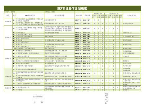 ERP项目实施进度项目计划表