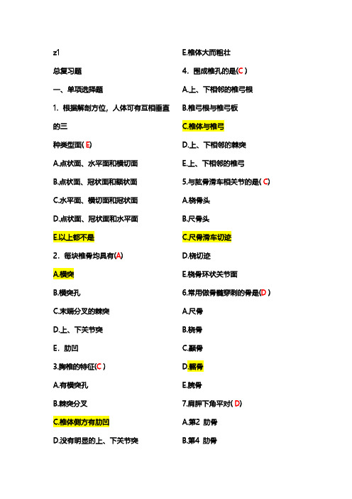 系统解剖学试题库