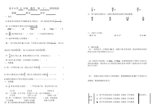 育才小学 五 年级数学第 十二周周周清