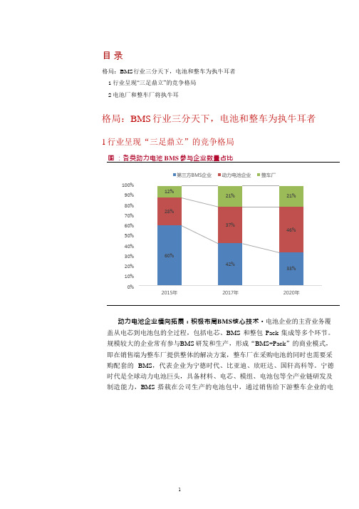 电池管理BMS行业格局及参与企业