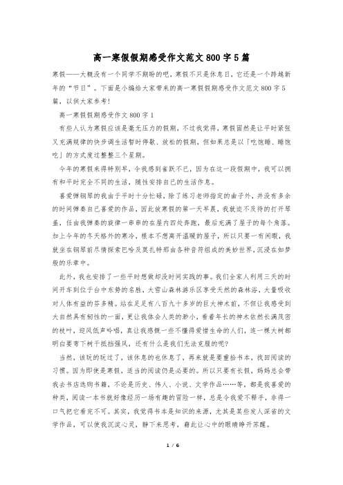 高一寒假假期感受作文范文800字5篇