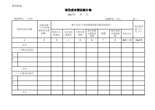 项目成本情况统计表