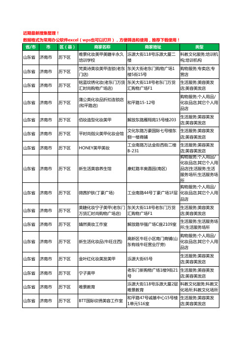 2020新版山东省济南市彩妆美甲工商企业公司商家名录名单黄页联系方式大全73家