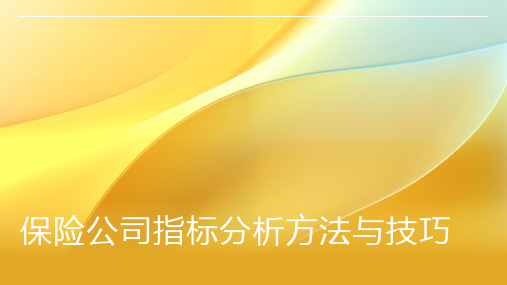 保险公司指标分析方法与技巧