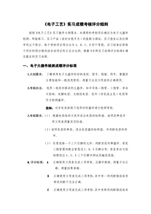 电子工艺实习成绩考核评分细则