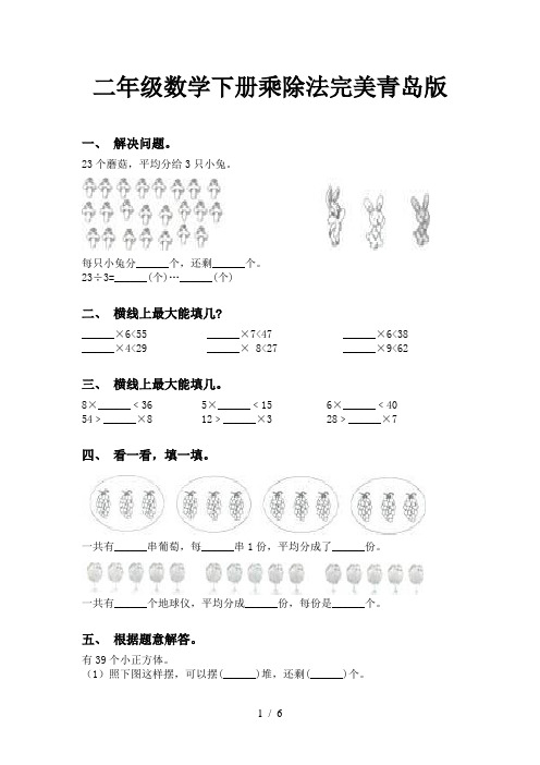 二年级数学下册乘除法完美青岛版