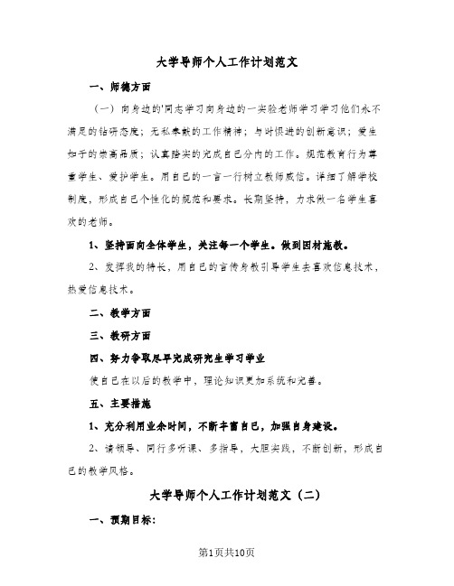 大学导师个人工作计划范文(3篇)